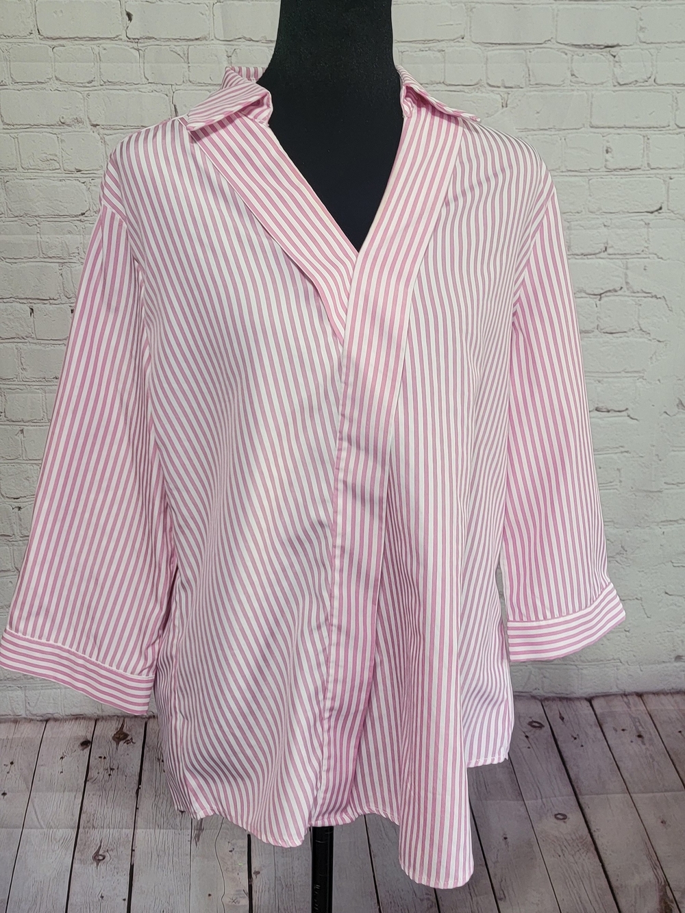 Pink and White Striped Shirt Medium